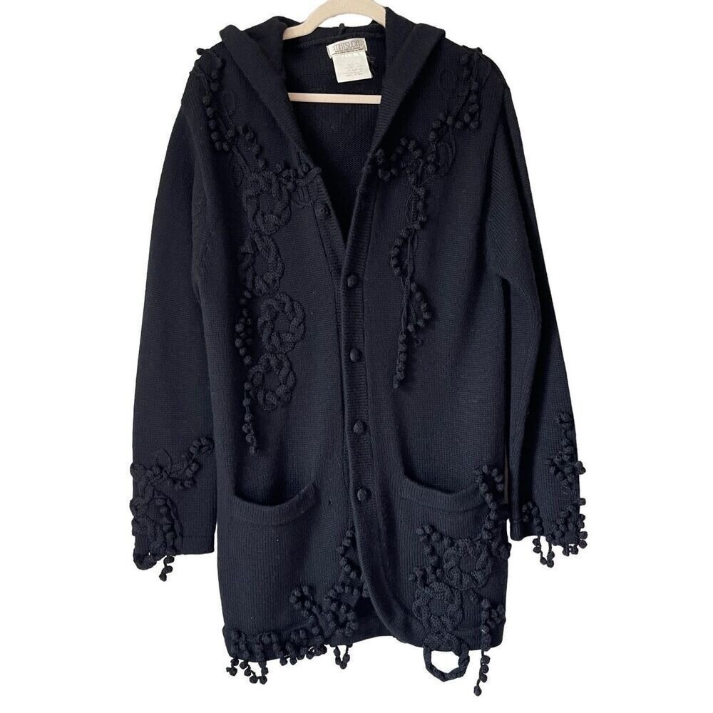 Matsuda Nicole‎ Tokyo Japan Vintage 90s Artwear Wool Hooded Cardigan 3D Knit